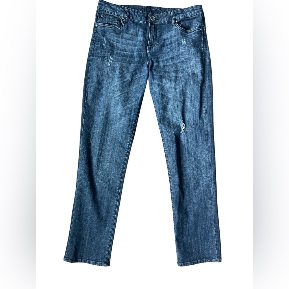 Kut from The Kloth Ladies Medium Wash Distressed Mid Rise Jeans Size 12